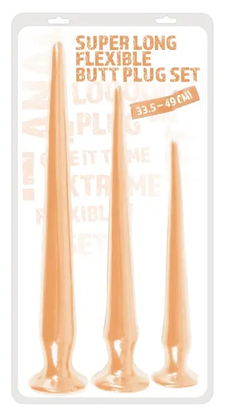 You2Toys Super Long Flexible Plug Set Flesh 3 Sizes PVC System
