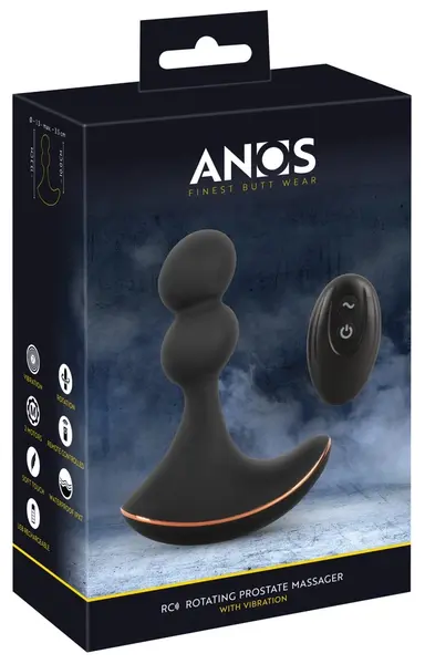 ANOS RC Rotating Intimate Massager with Remote, Black, 13.3 cm