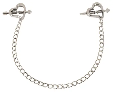Bad Kitty Heart Shaped Stainless Steel Nipple Clamps with Chain 37.5cm