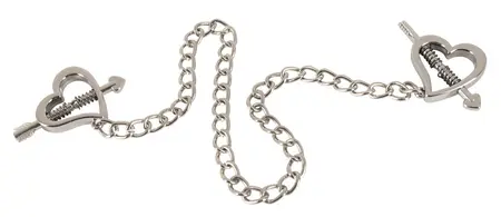 Bad Kitty Heart Shaped Stainless Steel Nipple Clamps with Chain 37.5cm