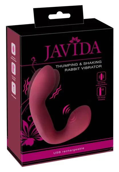 Javida Thumping & Shaking Rabbit Intimate Machine, Silicone, Purple, 17 cm