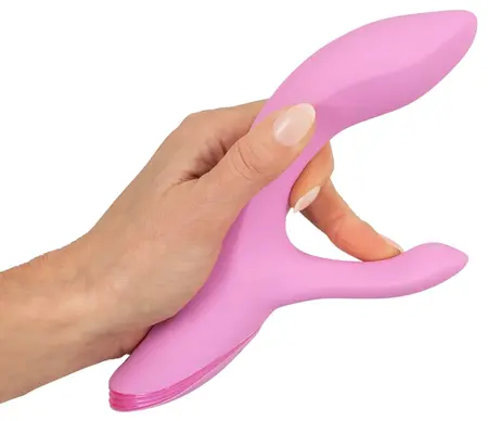 Sweet Smile Nodding Rabbit Flexible Silicone Dual Motor Vibrator 21.5cm