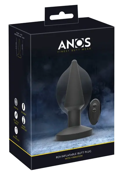 ANOS RC Inflatable Plug - Wireless, Silicone, Expandable, Black, 14.5 cm