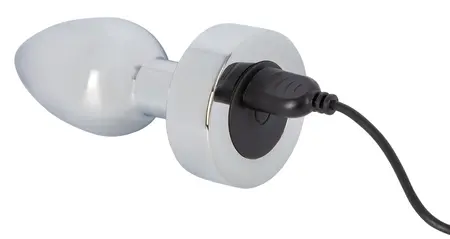 ANOS Heavy Metal Intimate Plug with Vibration, Rechargeable, Silver, 9cm
