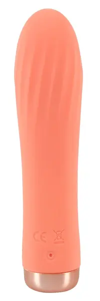 Peachy Mini Ribbed Vibrator Soft Touch Silicone USB 13.6cm Pastel Pink