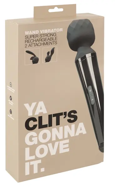 40 Years Wand Vibrator Rechargeable Massager + 2 Attachments, Black