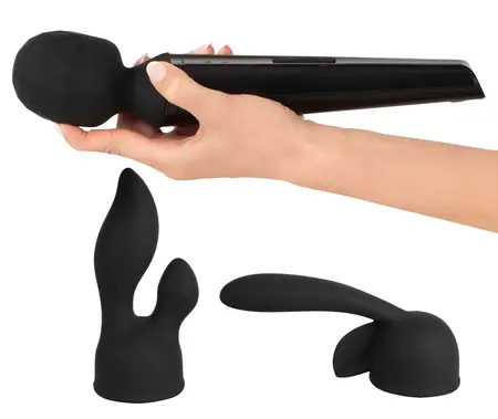 40 Years Wand Vibrator Rechargeable Massager + 2 Attachments, Black