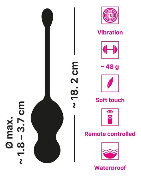 You2Toys RC Duo Vibrating Love Balls Silicone 10 Modes Black 48g