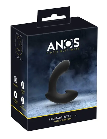 ANOS Mini Prostate Plug 7-Mode Vibrating Silicone Black 10.5cm