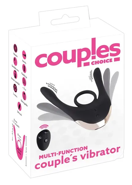 Couples Choice Multi-Function Intimate Device with Remote - Black, 14 cm