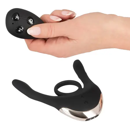 Couples Choice Multi-Function Intimate Device with Remote - Black, 14 cm