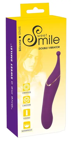 Sweet Smile Two Motors Vibe Dual-Ended Silicone Massager 18.1cm Purple