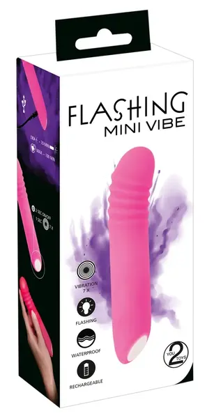 You2Toys Flashing Mini Vibe Pink - Compact Rechargeable Massager, 15 cm