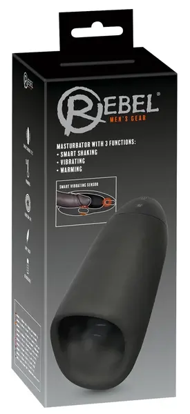 Rebel Intimate Machine 3-in-1, Smart Shaking, Silicone, Black, 20 cm