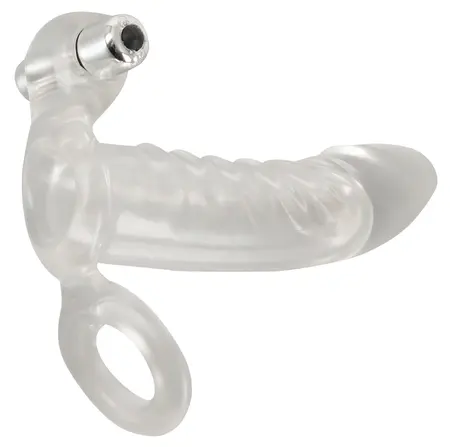 Crystal Clear Vibrating Extension Sleeve with Ball Ring, Transparent, 15.6 cm