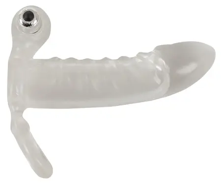 Crystal Clear Vibrating Extension Sleeve with Ball Ring, Transparent, 15.6 cm