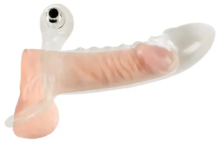 Crystal Clear Vibrating Extension Sleeve with Ball Ring, Transparent, 15.6 cm