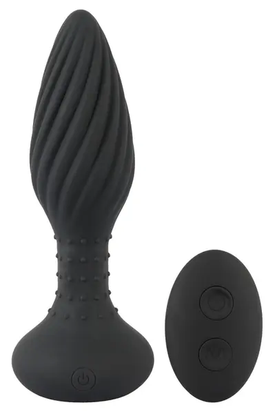 ANOS Daljinski Upravljani Spiralni Intimni Čep sa Rotirajućim Perlama 15.1cm Crni