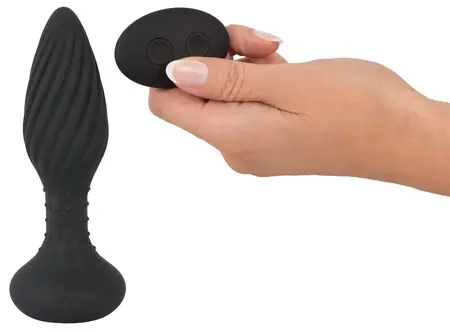 ANOS Daljinski Upravljani Spiralni Intimni Čep sa Rotirajućim Perlama 15.1cm Crni