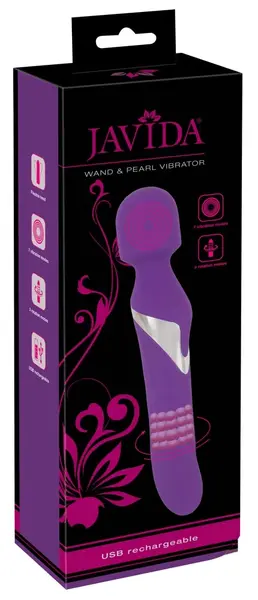 Javida Wand & Pearl Dvostrani Vibrator Silikon 24cm USB Punjiv