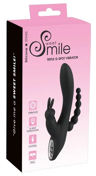 Smile Trostruki Multi-Zona Vibrator sa Zecom i Perlama, 20.8 cm, Ljubičasti