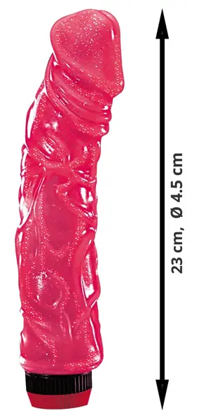 You2Toys Veliki Jelly Fleksibilni Vibrator, Više Brzina, Efekat Šljokica, 23cm