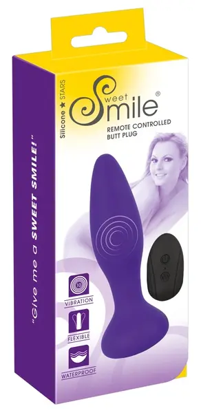 Sweet Smile RC Anal Plug Liquid Silicone 10 Modes Black 14.5cm