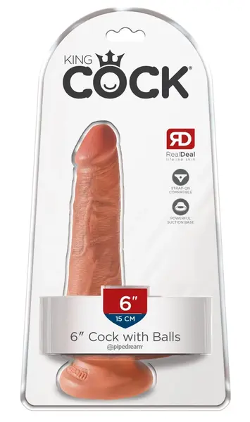 King Cock Model 6 with Suction Cup, Tan, 15.2 cm, PVC