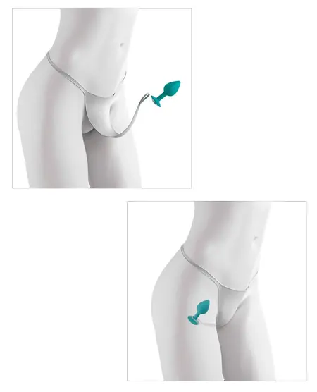 HookUp Panties Secret Gem XL-XXL Lace Intimate Set with Gemstone Plug