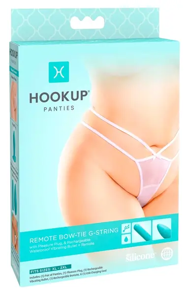 HookUp Panties Remote Bow-Tie G-String XL-XXL Wireless Vibrating Set