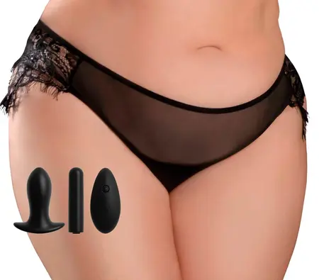 HookUp Panties Remote-Controlled Lace Briefs XL-XXL with Vibro-Bullet