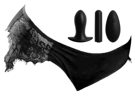 HookUp Panties Remote-Controlled Lace Briefs XL-XXL with Vibro-Bullet