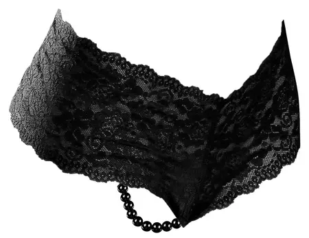 HookUp Panties Pleasure Pearls Lace Boy Shorts XL-2XL Black