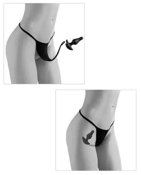 HookUp Panties Remote Bowtie Bikini XL-XXL Rechargeable Black