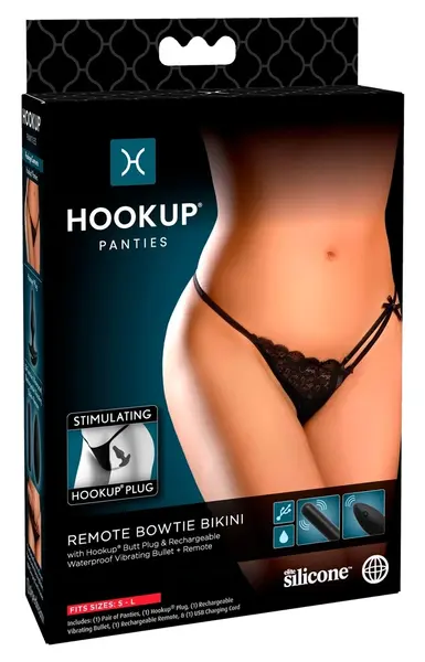 HookUp Panties Remote Bowtie Bikini S-L Intimate Set with Plug & Bullet