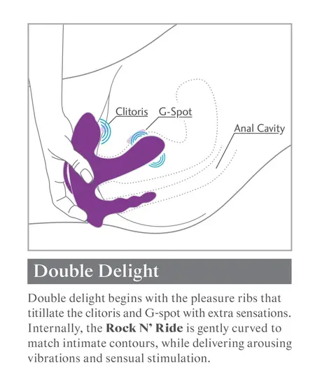 Pipedream Rock N' Ride Triple Action Vibrator Silicone 17.8cm Purple