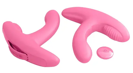 Rock N' Grind Dual Action Silicone Vibrator with Remote, 17.2 cm, Pink