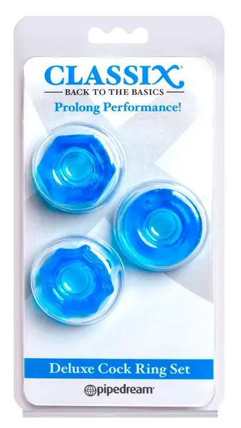 CalExotics Deluxe Ring Set Blue - Flexible Intimate Rings Trio