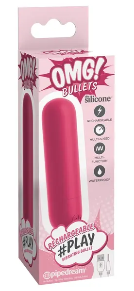 OMG! Bullets #Play B Mini Rechargeable Vibrating Device, 10 Modes, Purple