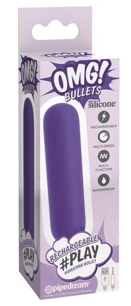 OMG! Bullets Play Vibrating Mini Device 10 Modes Purple 7.9 cm