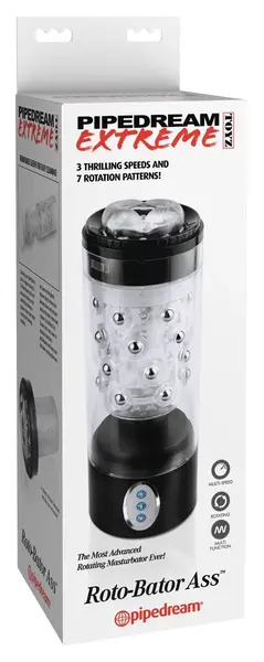 Pipedream PET Roto-Bator Clear/Black Rotating Intimate Device 24.2cm