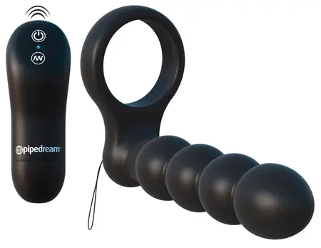 FCR Remote Control Dual Extension Ring with Vibrating Module, Black