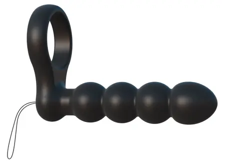 FCR Remote Control Dual Extension Ring with Vibrating Module, Black