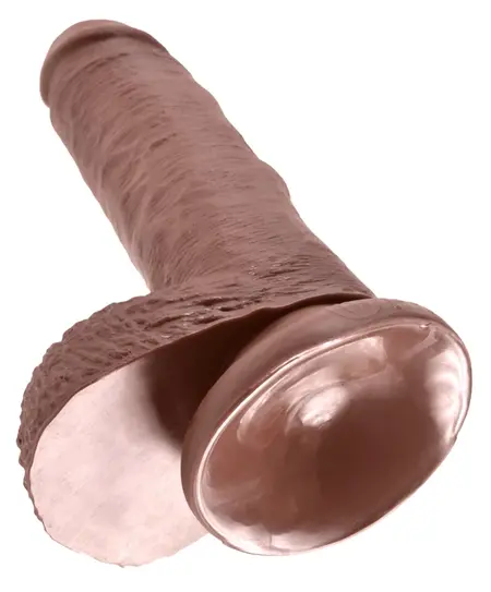 King Cock Model 7 Inches with Balls, Brown, Suction Base, PVC