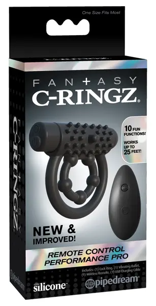 FCR RC Performance Pro Silicone Dupli Prsten sa Daljinskim Upravljanjem 10 Režima Crni