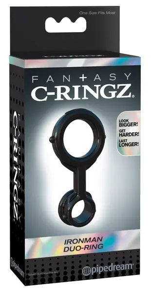 FCR Ironman Duo Support Ring Set TPR Black, Adjustable Sizes