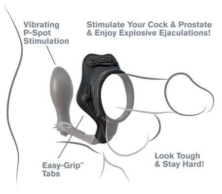 FCR Rock Hard Dual Funkcija Silicone Intimni Sistem Crni 4 cm