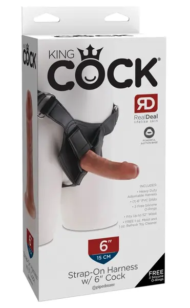 King Cock Adjustable Strap-On Set 15.2 cm Tan Harness System