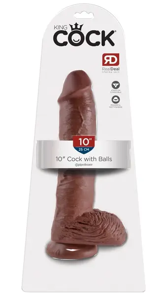 Pipedream King Cock 10 Inča Lopta Braon Anatomski Model PVC