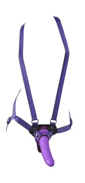 Pipedream Dillio 7'' Adjustable Strap-On Harness & Soft Pink Model